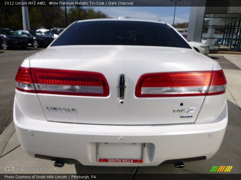 White Platinum Metallic Tri-Coat / Dark Charcoal 2012 Lincoln MKZ AWD