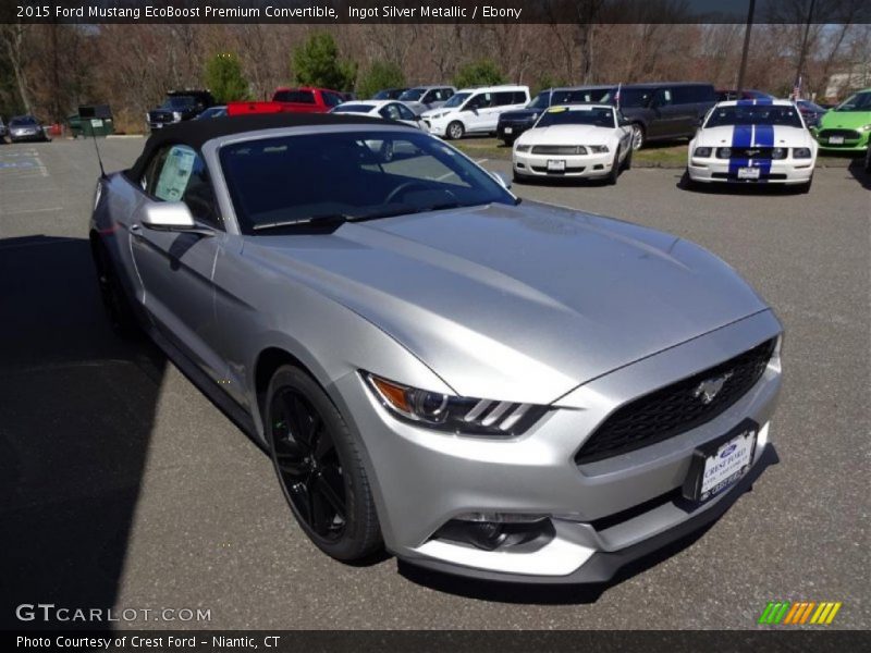 Ingot Silver Metallic / Ebony 2015 Ford Mustang EcoBoost Premium Convertible