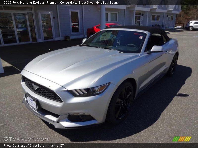 Ingot Silver Metallic / Ebony 2015 Ford Mustang EcoBoost Premium Convertible