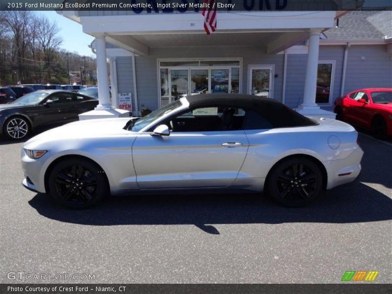 Ingot Silver Metallic / Ebony 2015 Ford Mustang EcoBoost Premium Convertible