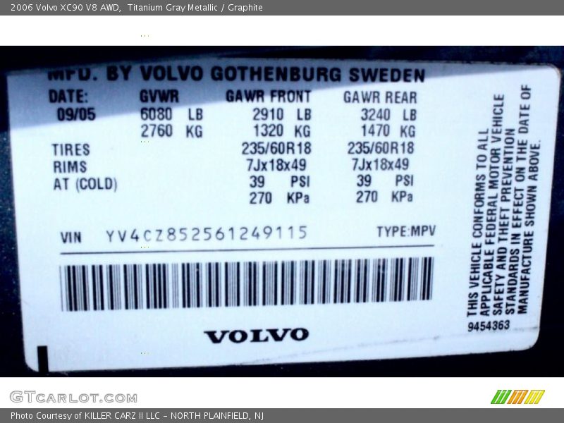 Titanium Gray Metallic / Graphite 2006 Volvo XC90 V8 AWD