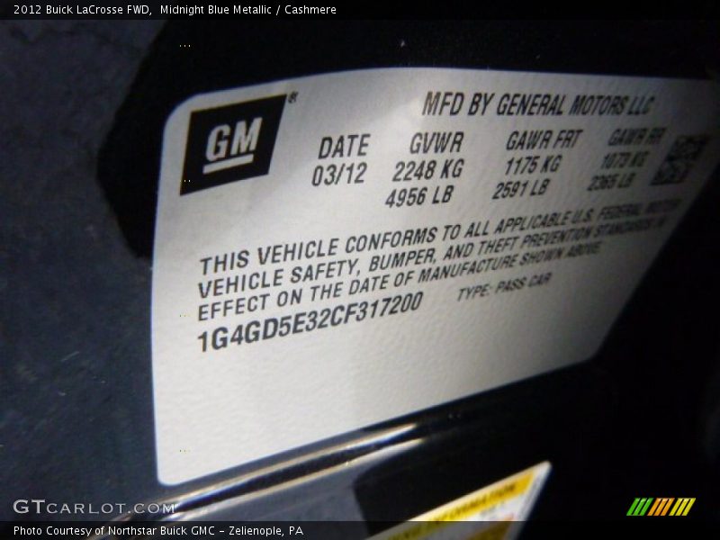 Midnight Blue Metallic / Cashmere 2012 Buick LaCrosse FWD