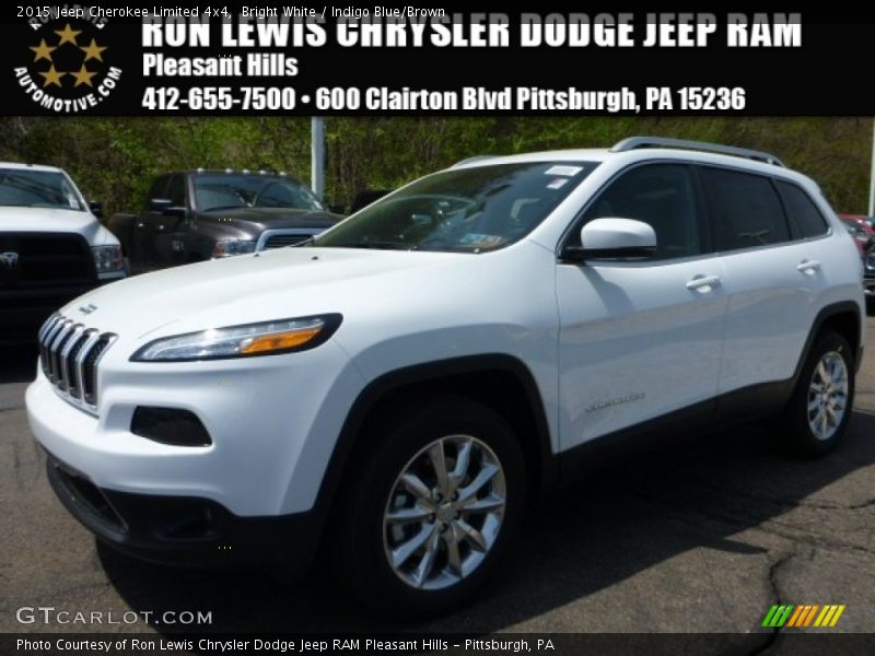 Bright White / Indigo Blue/Brown 2015 Jeep Cherokee Limited 4x4