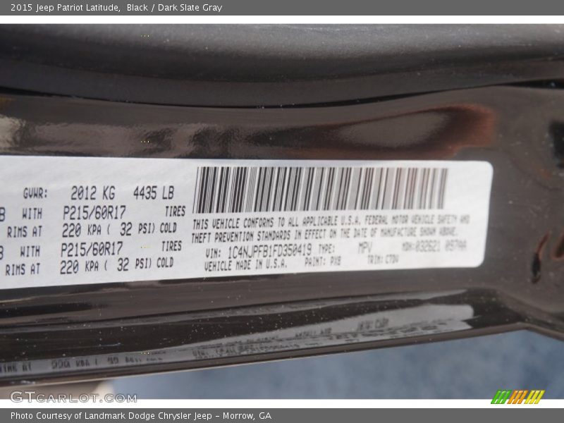 Black / Dark Slate Gray 2015 Jeep Patriot Latitude
