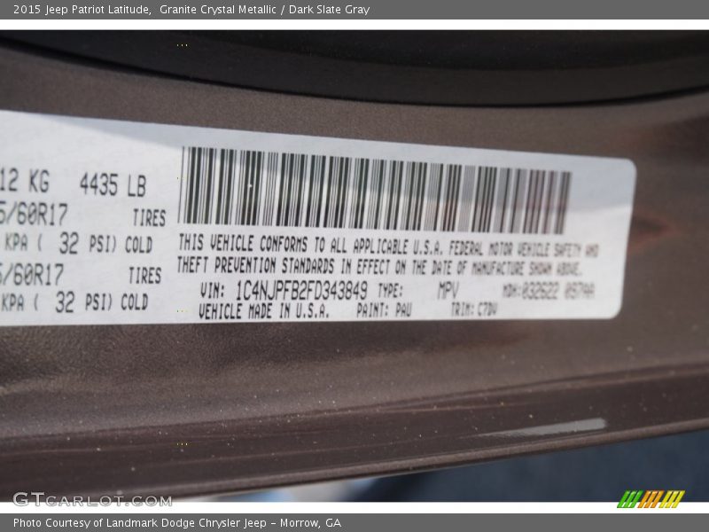 Granite Crystal Metallic / Dark Slate Gray 2015 Jeep Patriot Latitude