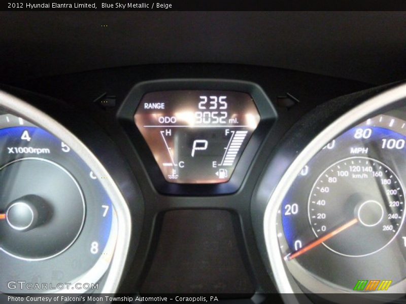 Blue Sky Metallic / Beige 2012 Hyundai Elantra Limited