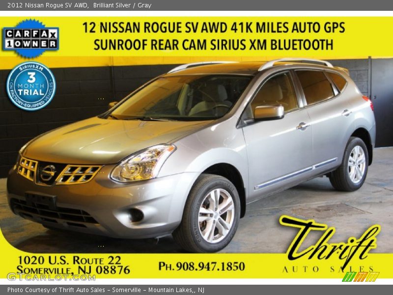 Brilliant Silver / Gray 2012 Nissan Rogue SV AWD