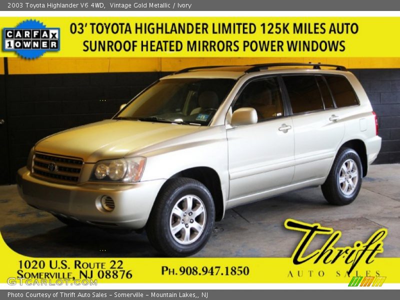 Vintage Gold Metallic / Ivory 2003 Toyota Highlander V6 4WD