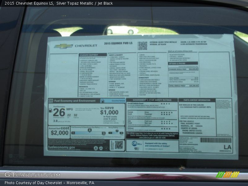 Silver Topaz Metallic / Jet Black 2015 Chevrolet Equinox LS