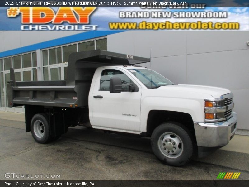 Summit White / Jet Black/Dark Ash 2015 Chevrolet Silverado 3500HD WT Regular Cab Dump Truck