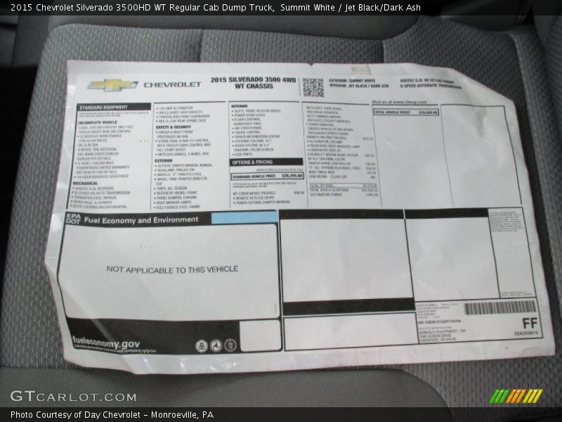 Summit White / Jet Black/Dark Ash 2015 Chevrolet Silverado 3500HD WT Regular Cab Dump Truck