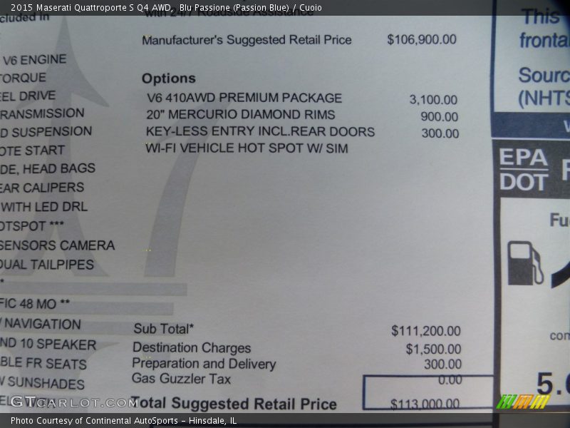 Blu Passione (Passion Blue) / Cuoio 2015 Maserati Quattroporte S Q4 AWD