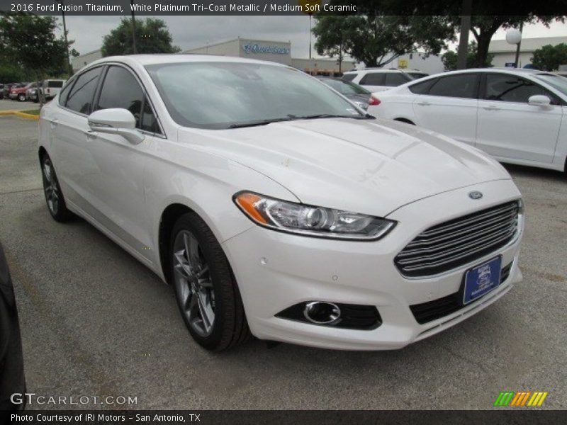White Platinum Tri-Coat Metallic / Medium Soft Ceramic 2016 Ford Fusion Titanium