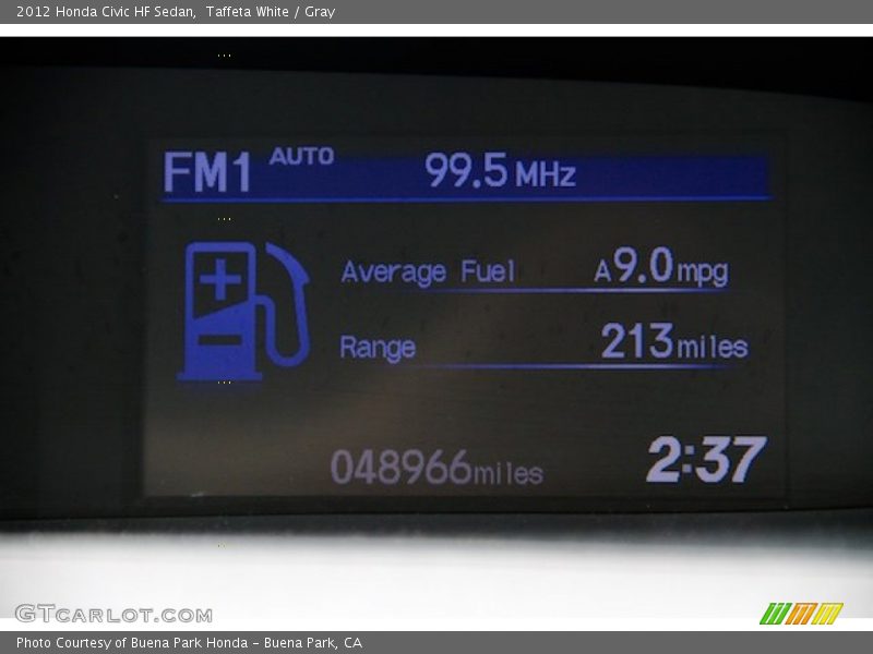 Taffeta White / Gray 2012 Honda Civic HF Sedan