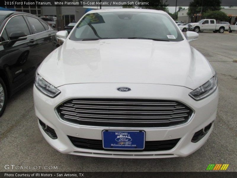 White Platinum Tri-Coat Metallic / Medium Soft Ceramic 2016 Ford Fusion Titanium
