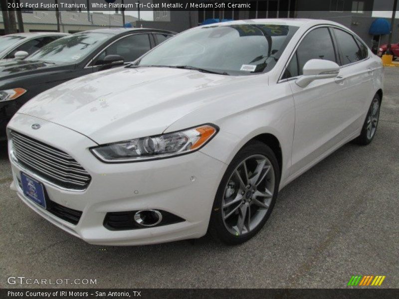 White Platinum Tri-Coat Metallic / Medium Soft Ceramic 2016 Ford Fusion Titanium
