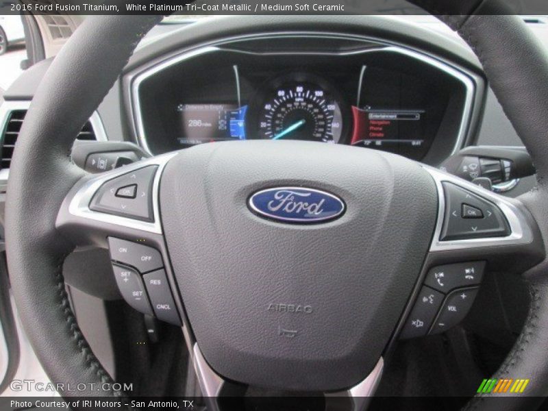 White Platinum Tri-Coat Metallic / Medium Soft Ceramic 2016 Ford Fusion Titanium