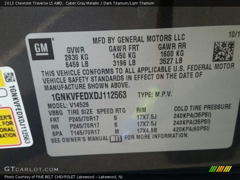 Cyber Gray Metallic / Dark Titanium/Light Titanium 2013 Chevrolet Traverse LS AWD