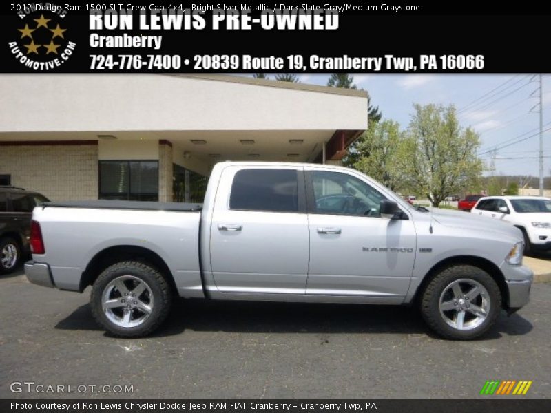 Bright Silver Metallic / Dark Slate Gray/Medium Graystone 2012 Dodge Ram 1500 SLT Crew Cab 4x4