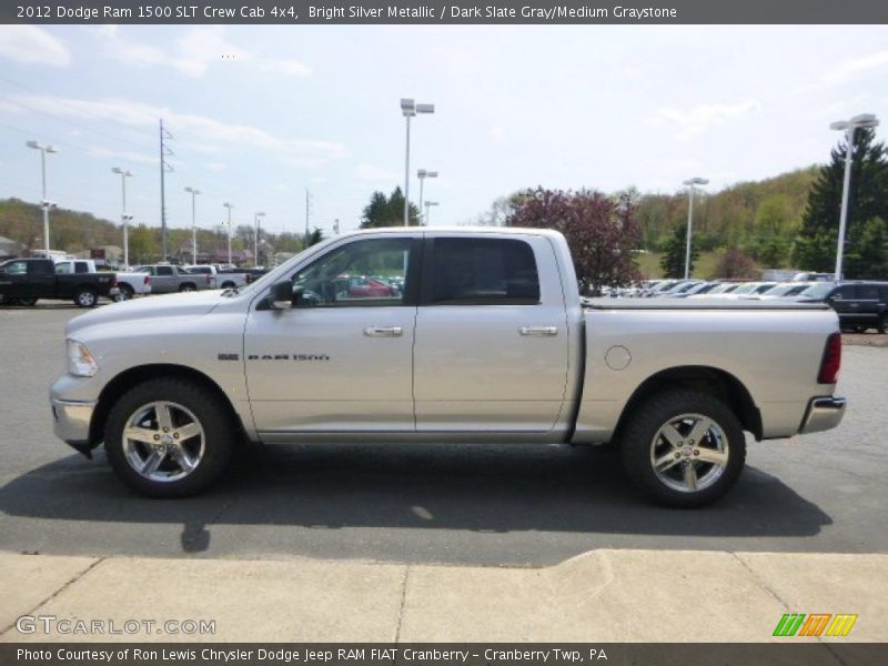 Bright Silver Metallic / Dark Slate Gray/Medium Graystone 2012 Dodge Ram 1500 SLT Crew Cab 4x4