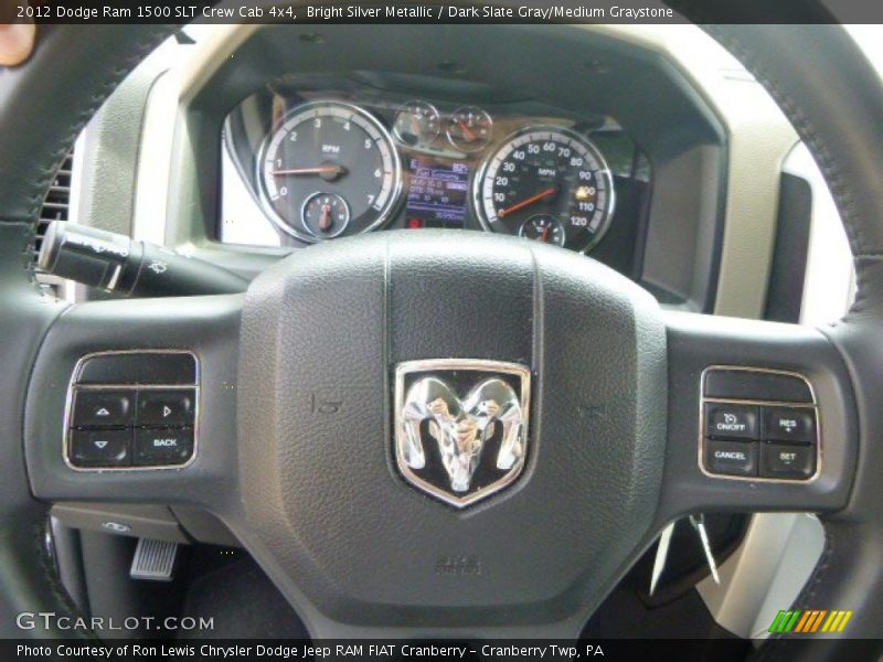 Bright Silver Metallic / Dark Slate Gray/Medium Graystone 2012 Dodge Ram 1500 SLT Crew Cab 4x4
