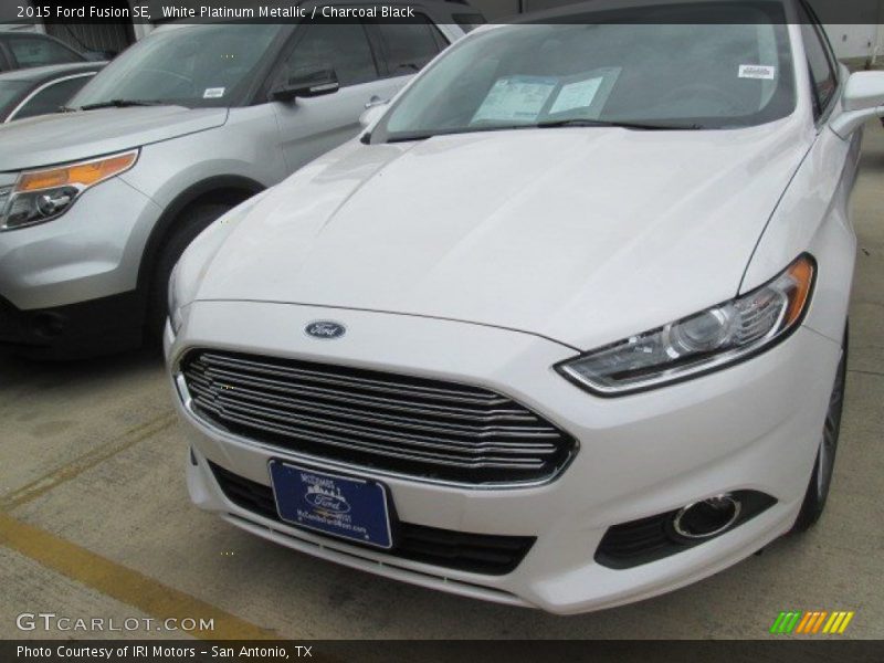 White Platinum Metallic / Charcoal Black 2015 Ford Fusion SE