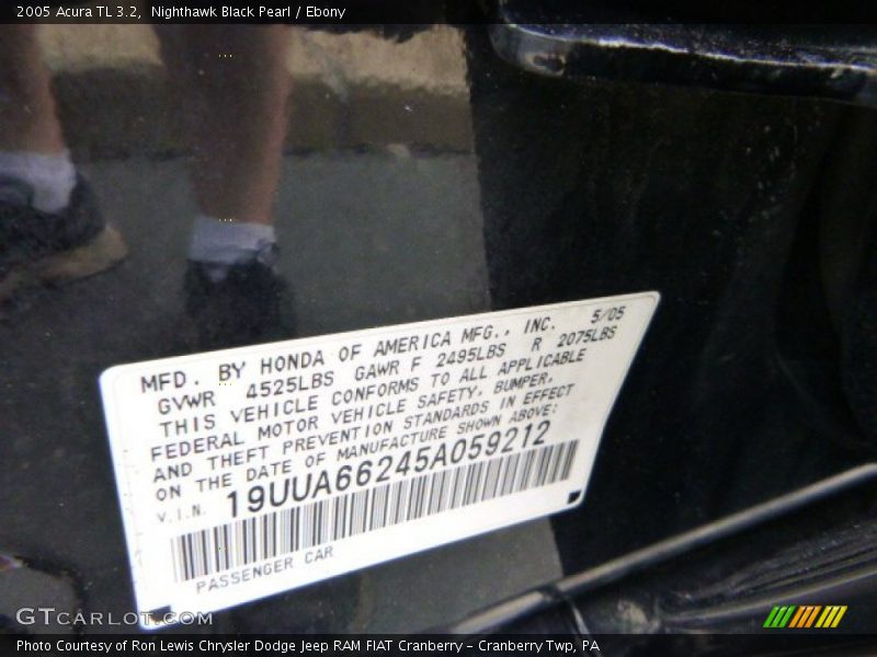 Nighthawk Black Pearl / Ebony 2005 Acura TL 3.2