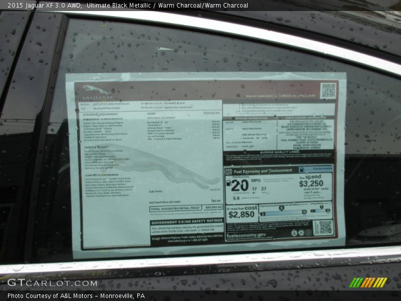 Ultimate Black Metallic / Warm Charcoal/Warm Charcoal 2015 Jaguar XF 3.0 AWD