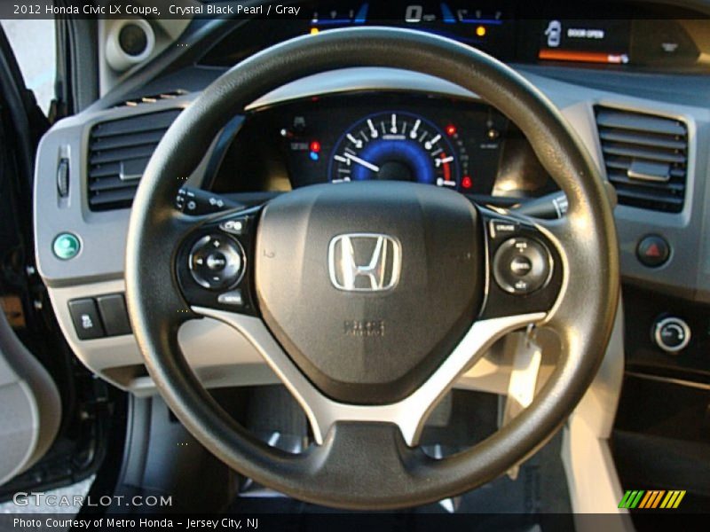 Crystal Black Pearl / Gray 2012 Honda Civic LX Coupe