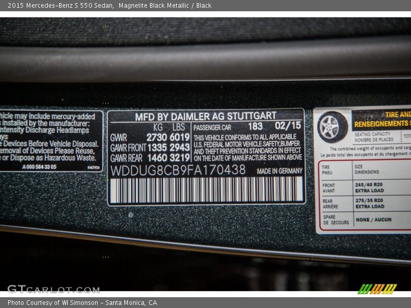 Magnetite Black Metallic / Black 2015 Mercedes-Benz S 550 Sedan