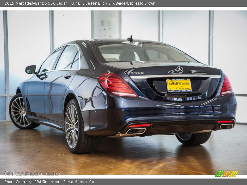 Lunar Blue Metallic / Silk Beige/Espresso Brown 2015 Mercedes-Benz S 550 Sedan