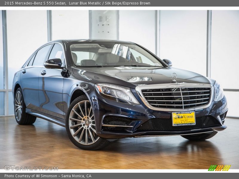 Lunar Blue Metallic / Silk Beige/Espresso Brown 2015 Mercedes-Benz S 550 Sedan
