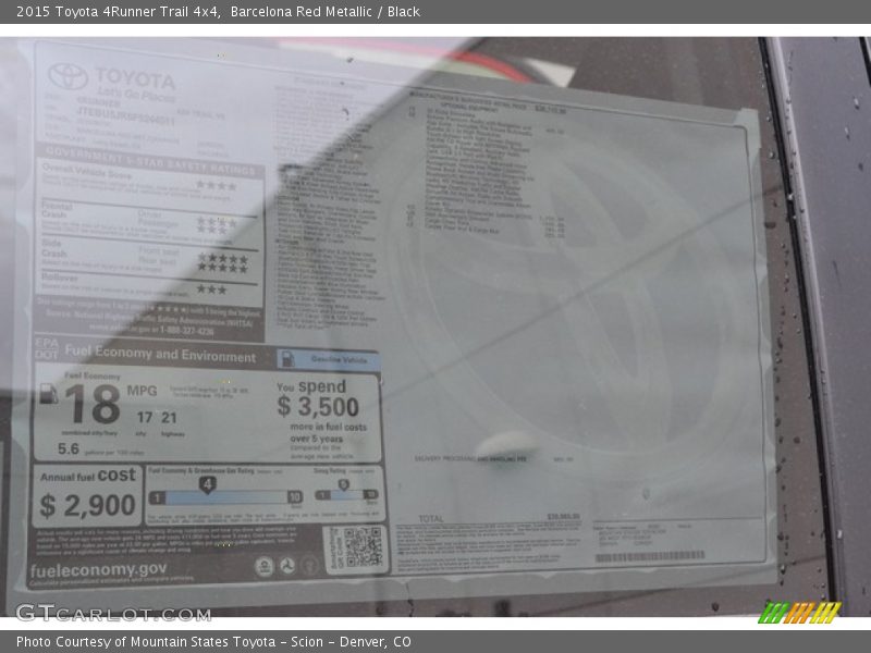 Barcelona Red Metallic / Black 2015 Toyota 4Runner Trail 4x4