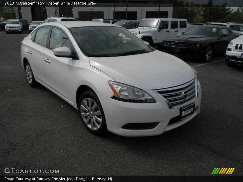 Aspen White / Marble Gray 2013 Nissan Sentra SV