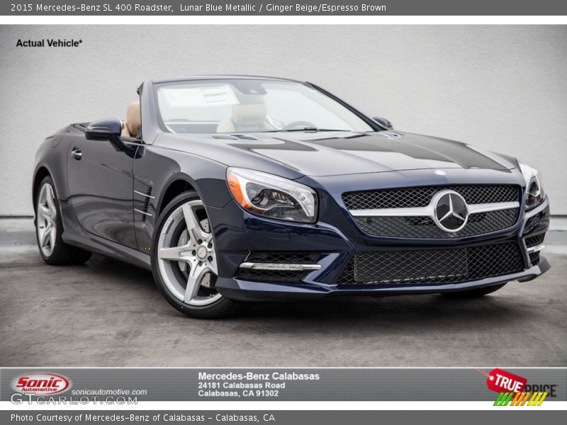 Lunar Blue Metallic / Ginger Beige/Espresso Brown 2015 Mercedes-Benz SL 400 Roadster