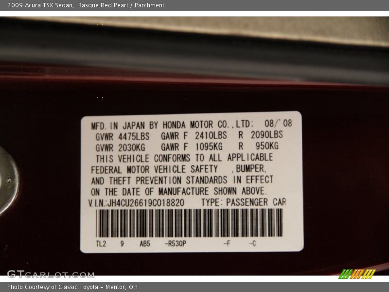Basque Red Pearl / Parchment 2009 Acura TSX Sedan