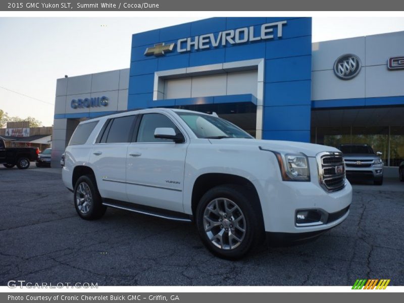 Summit White / Cocoa/Dune 2015 GMC Yukon SLT