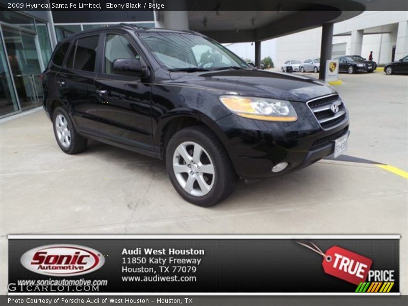 Ebony Black / Beige 2009 Hyundai Santa Fe Limited
