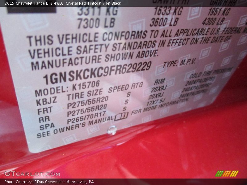 Crystal Red Tintcoat / Jet Black 2015 Chevrolet Tahoe LTZ 4WD