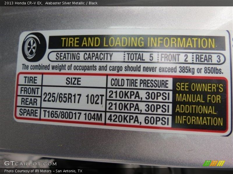 Alabaster Silver Metallic / Black 2013 Honda CR-V EX