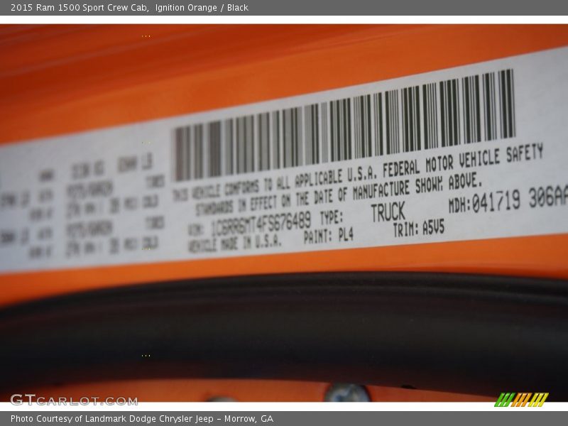 2015 1500 Sport Crew Cab Ignition Orange Color Code PL4