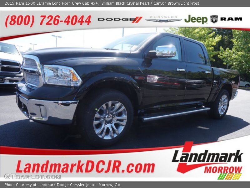 Brilliant Black Crystal Pearl / Canyon Brown/Light Frost 2015 Ram 1500 Laramie Long Horn Crew Cab 4x4