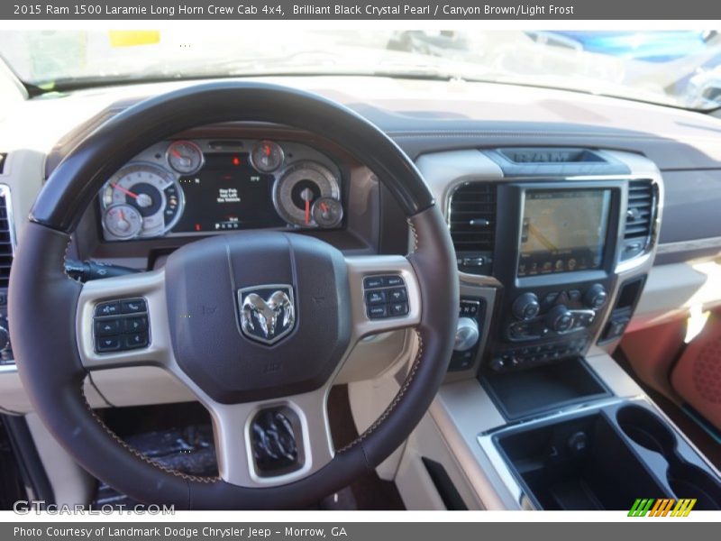 Brilliant Black Crystal Pearl / Canyon Brown/Light Frost 2015 Ram 1500 Laramie Long Horn Crew Cab 4x4