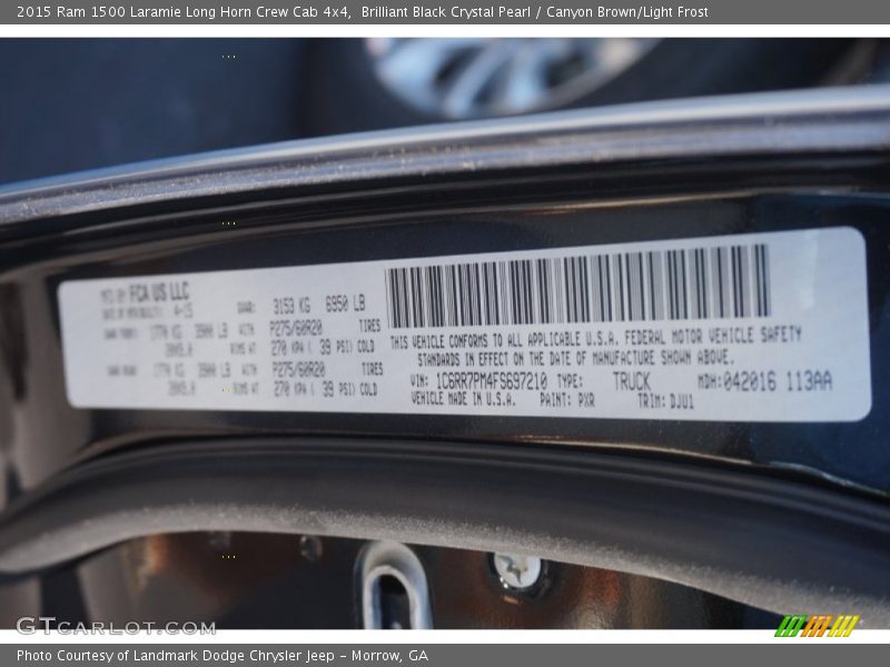 Brilliant Black Crystal Pearl / Canyon Brown/Light Frost 2015 Ram 1500 Laramie Long Horn Crew Cab 4x4