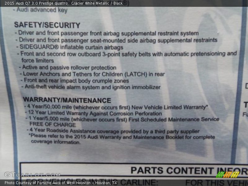 Glacier White Metallic / Black 2015 Audi Q7 3.0 Prestige quattro