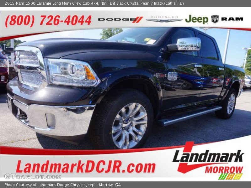 Brilliant Black Crystal Pearl / Black/Cattle Tan 2015 Ram 1500 Laramie Long Horn Crew Cab 4x4