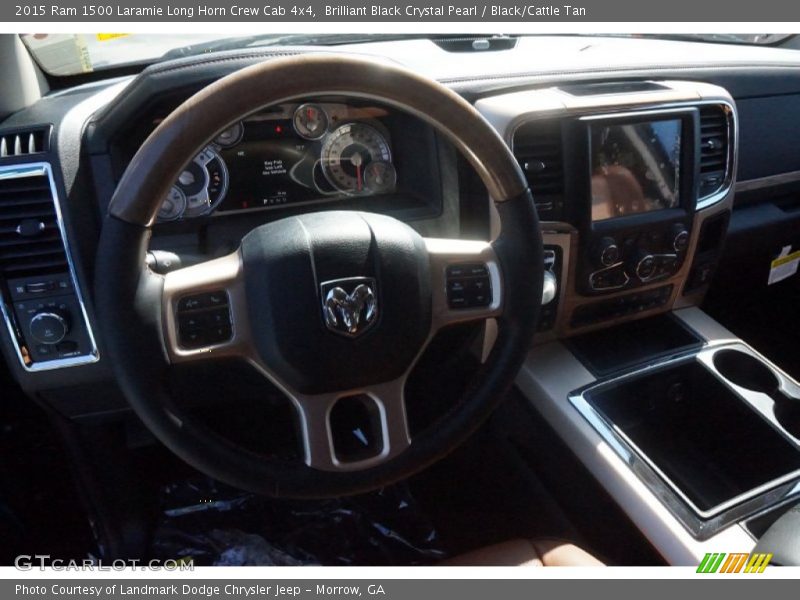 Brilliant Black Crystal Pearl / Black/Cattle Tan 2015 Ram 1500 Laramie Long Horn Crew Cab 4x4