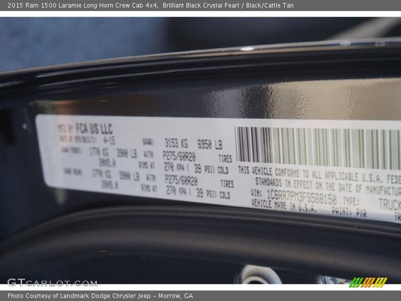 Brilliant Black Crystal Pearl / Black/Cattle Tan 2015 Ram 1500 Laramie Long Horn Crew Cab 4x4