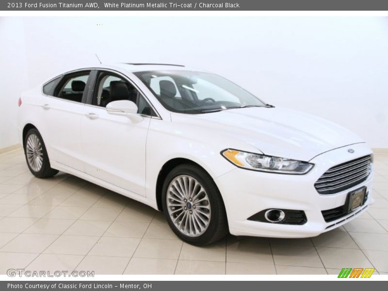 White Platinum Metallic Tri-coat / Charcoal Black 2013 Ford Fusion Titanium AWD
