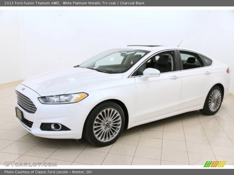 White Platinum Metallic Tri-coat / Charcoal Black 2013 Ford Fusion Titanium AWD